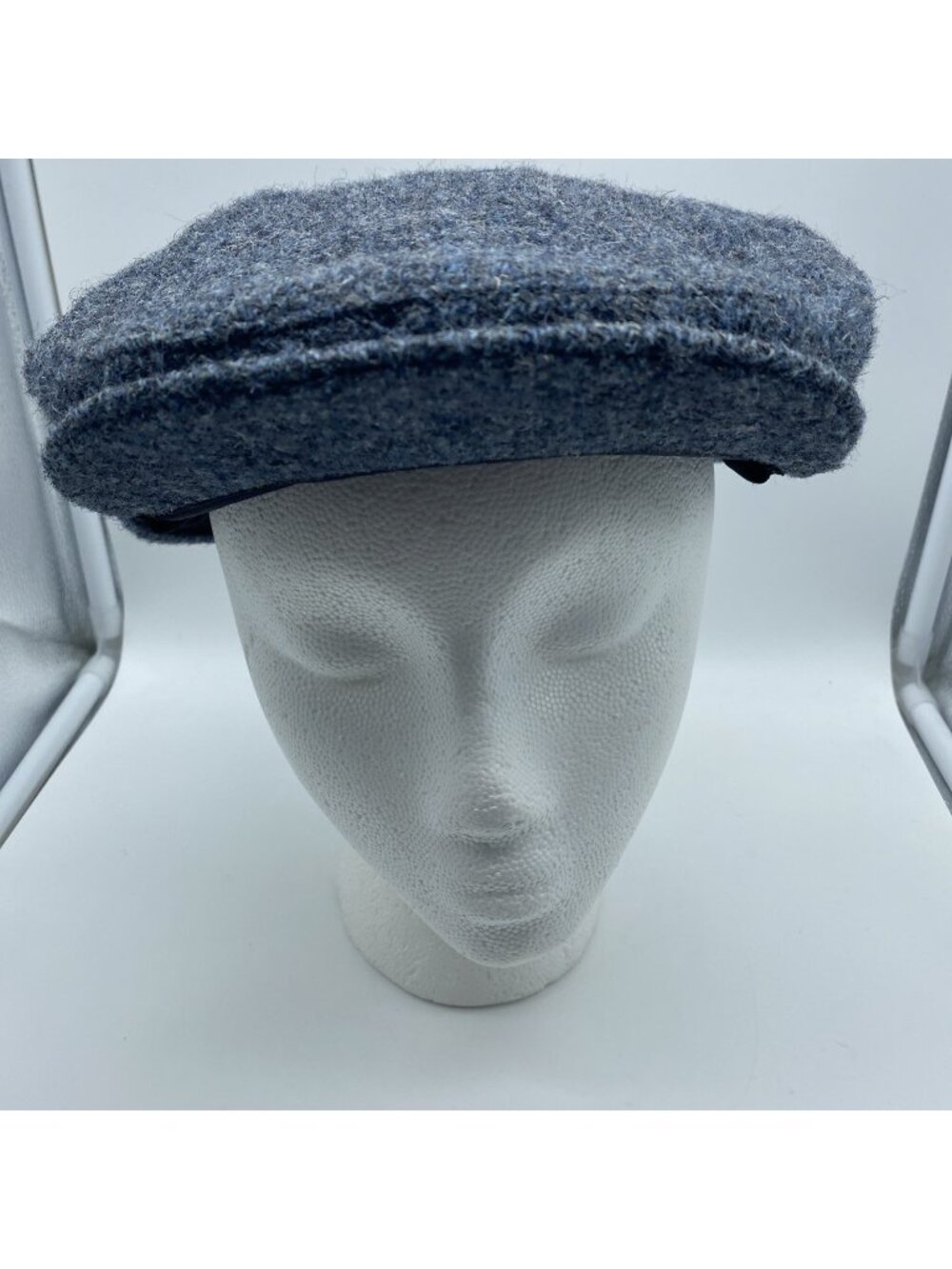 Eddie Bauer Harris Tweed Gray Newsboy Cabbie Hat Adult Cap Hand Woven Vintage